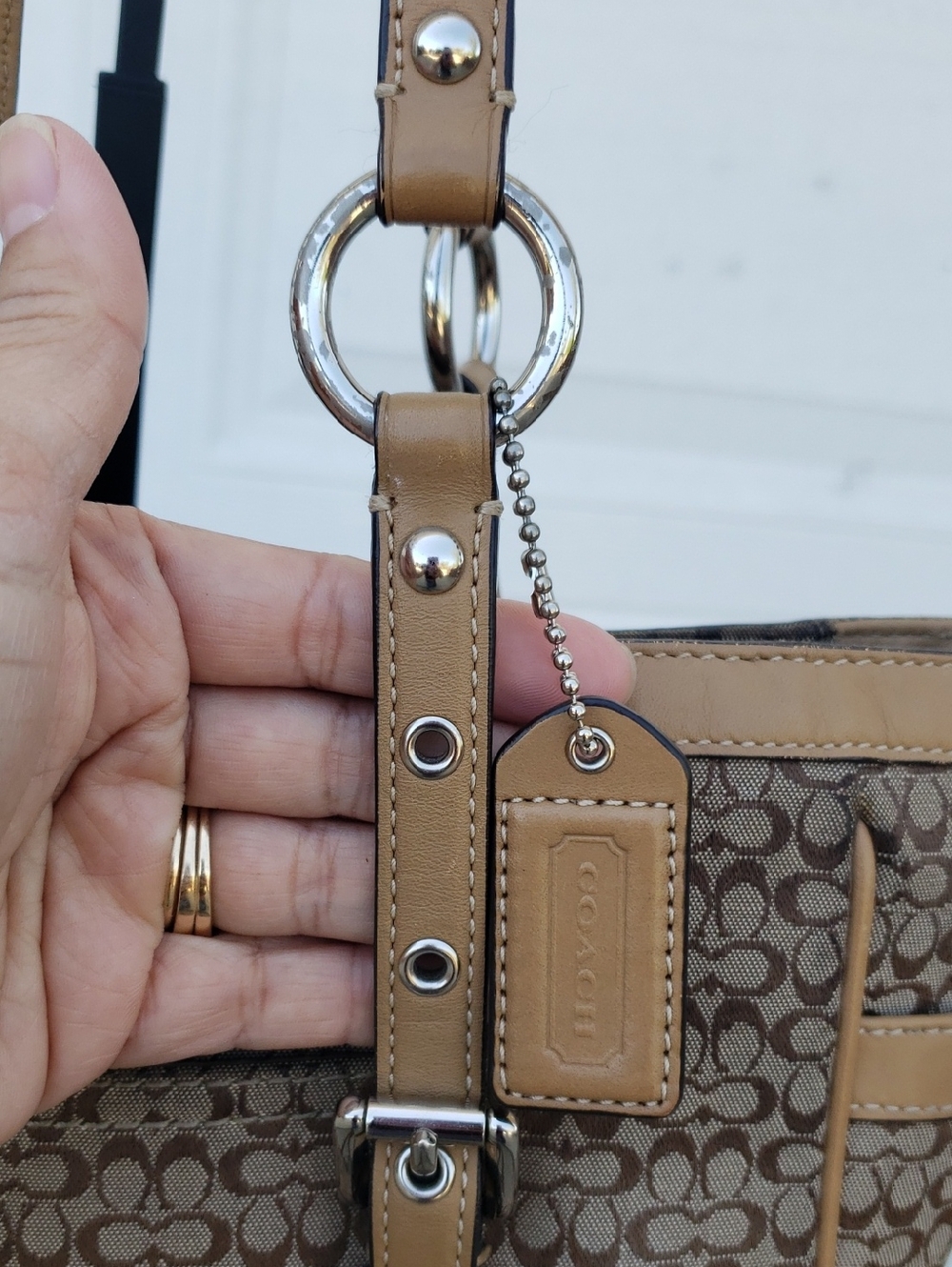 Coach Micro CC Jacquard Canvas Leather Gallery Tote Bag Monogram Y2K Classic - Picture 8 of 17